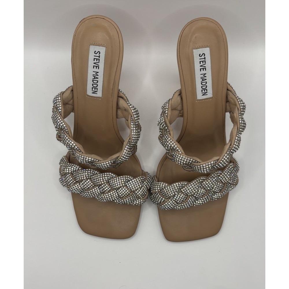 Steve Madden Kenley Rhinestone Sandal Heels Sequin 8.5 Event Formal Cocktail - Picture 3 of 9